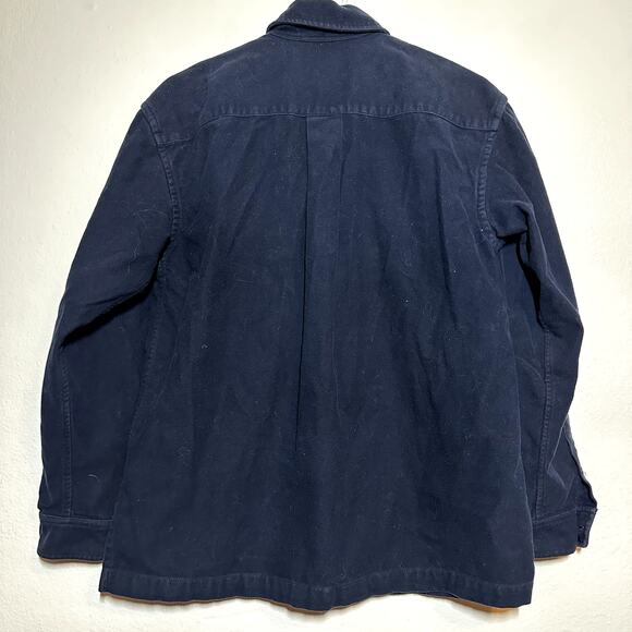Vintage Lauren Ralph Lauren Overshirt Jacket 80s Cotton Full Zip Up Navy P/S - Picture 4 of 4